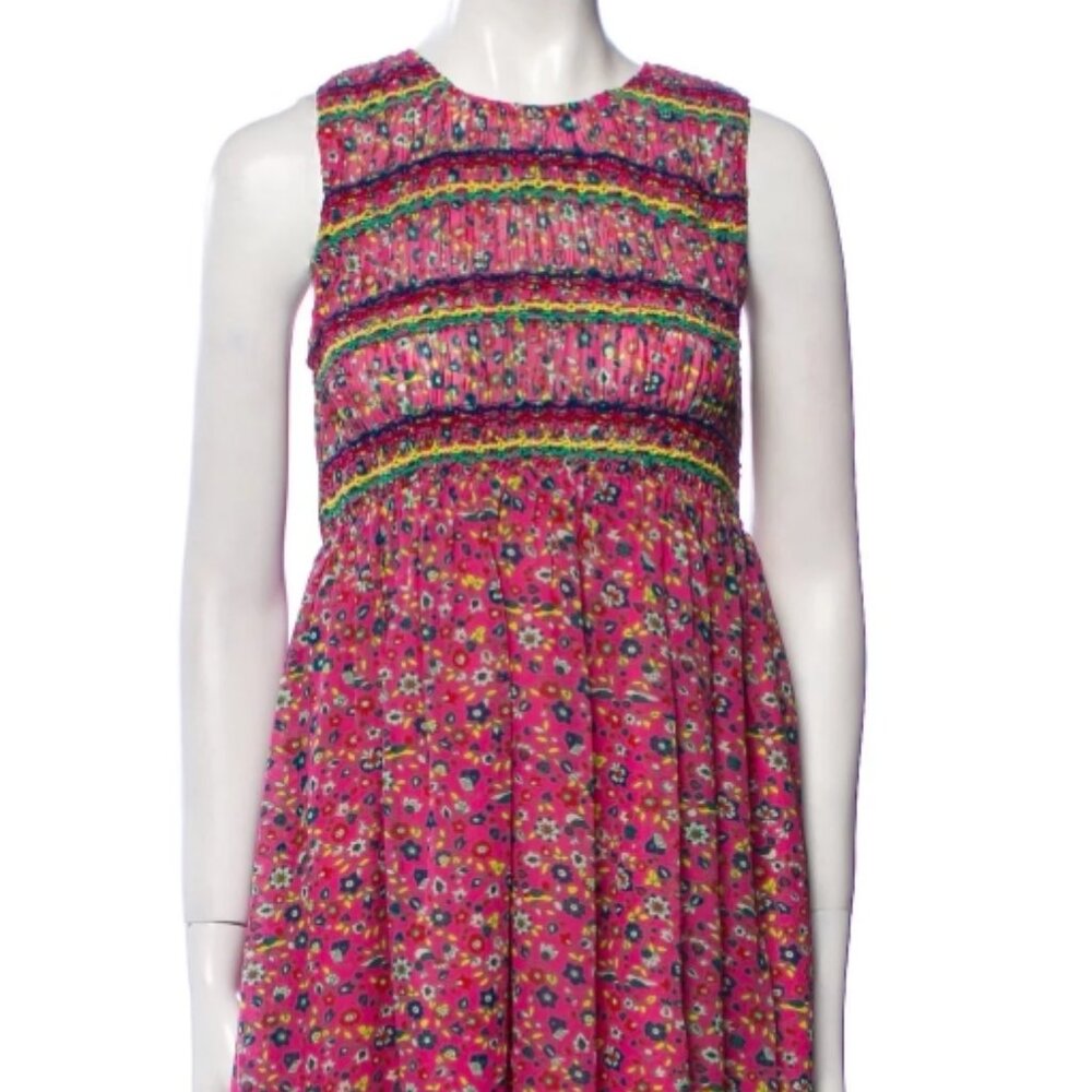 Anna Sui Floral Pink Sleeveless Dress Size 6